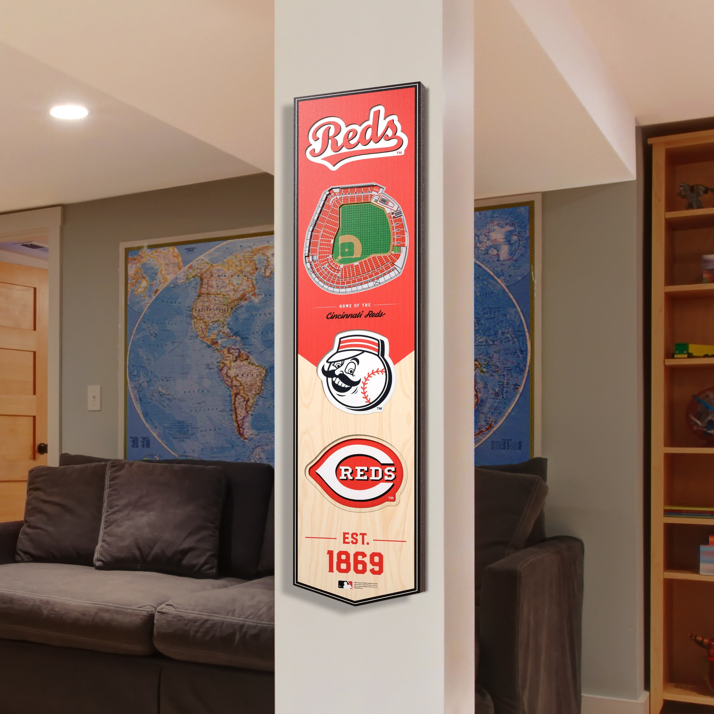 YouTheFan MLB Cincinnati Reds 8x32 Stadium View Banner