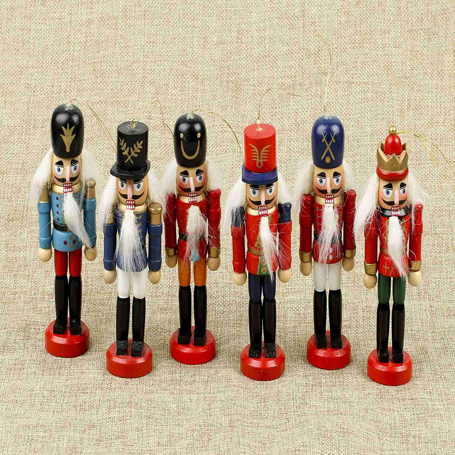 Blue SM SunniMix Christmas Nutcracker Ornaments Wooden Nutcracker Figures Soldier Puppet Toy Christmas Themed Party Outdoor Yard Tree Hanging Decorations 35cm/13.77 