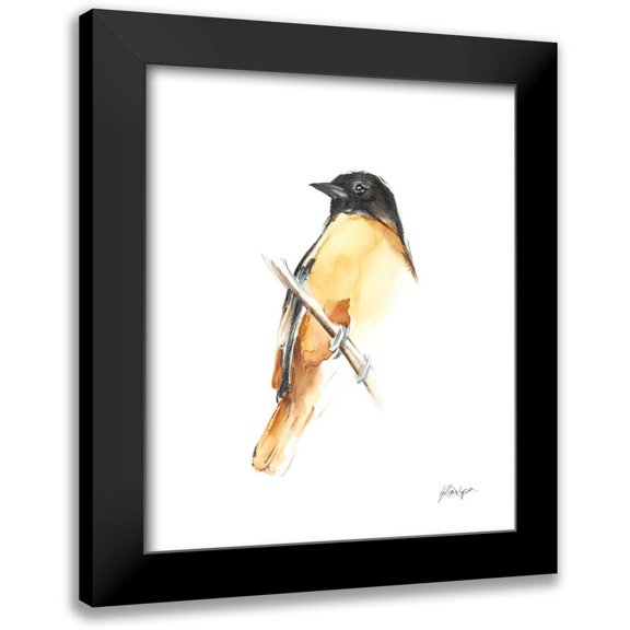 Harper, Ethan 12x14 Black Modern Framed Museum Art Print Titled - Watercolor Songbirds VI