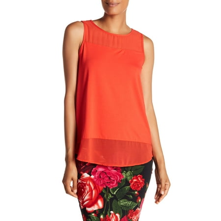 philosophy crewneck sheer woven trim tank womens
