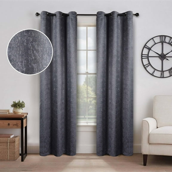 Superior Senna Blackout Curtains, Grommet Header, Set of 2, 42" x 108", Midnight Blue