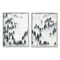 Stupell Industries Winter Ski Slopes Mountain Graphic Art Gray Framed Art Print Wall Art, Set of 2, Design by Ziwei Li