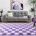 thumbnail image 3 of SARAG Super Soft Rug For Bedroom, 5x7ft White And Purple Area Rug Classic Checkered Shaggy Anti-Skid High Pile Soft Fluffy Rug Fuzzy Carpet For Living Room Bedroom Kids Room Nursery, Dorm, 3 of 9