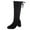 Black, variant on jsaierl Women's Fashion High-Heels Chunky Heel Knee High Boots Slouchy Round-Toe Flock Boots