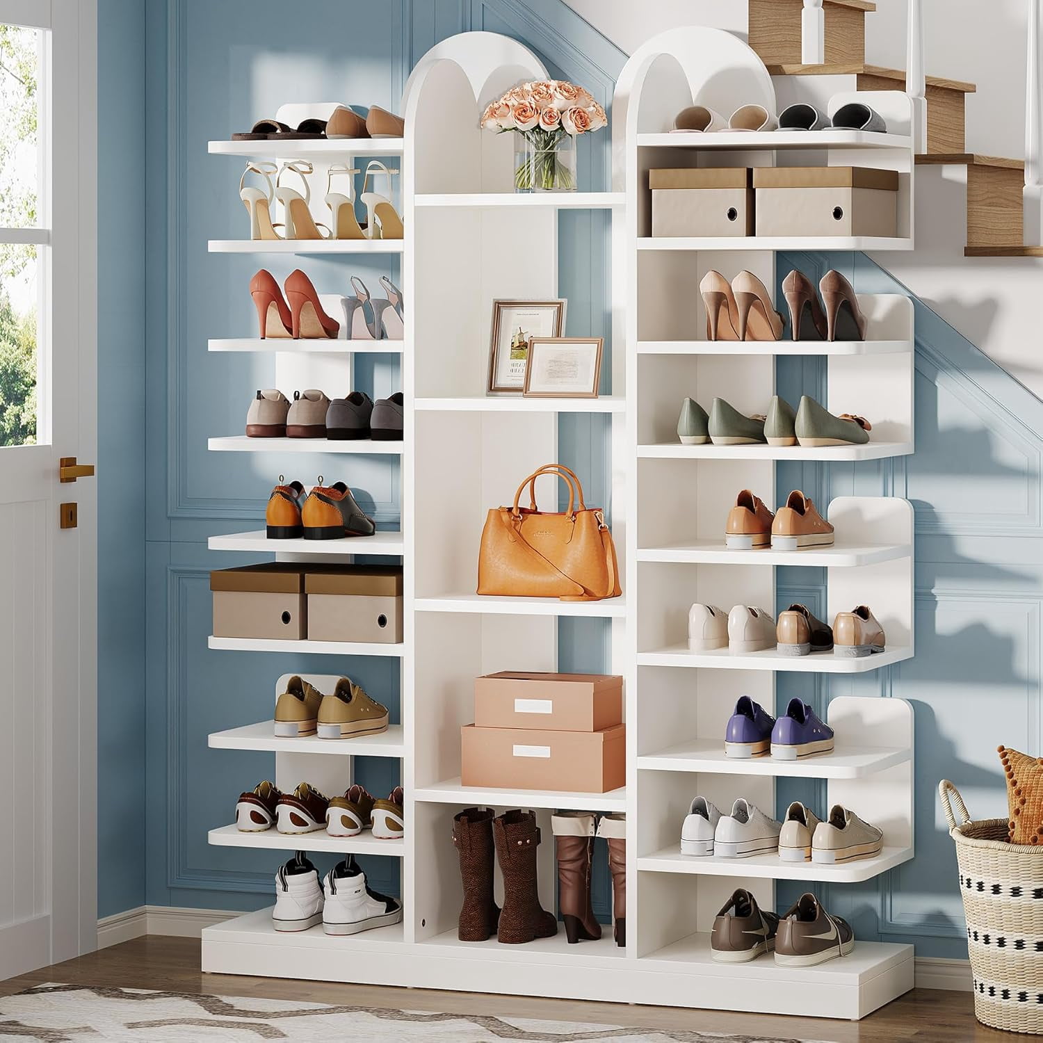 Tribesigns 13-Tier Entryway Shoe Organizer, Woodern Shoe Rack for Living Room, White