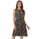 thumbnail image 1 of Vestido plisado sin mangas hasta la rodilla Allegra K estampado floral de verano para mujer Negro S, 1 of 5