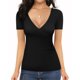 thumbnail image 2 of Blusa tipo túnica MANGOPOP para mujer, con cuello en V, fruncido, 2 of 6