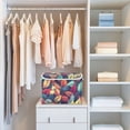 thumbnail image 4 of Yayeee Collapsible Cube Storage Bin with Lid Fabric Closet Decorative Basket with Handles, Blue Vibrant Leaves Pattern, 4 of 7
