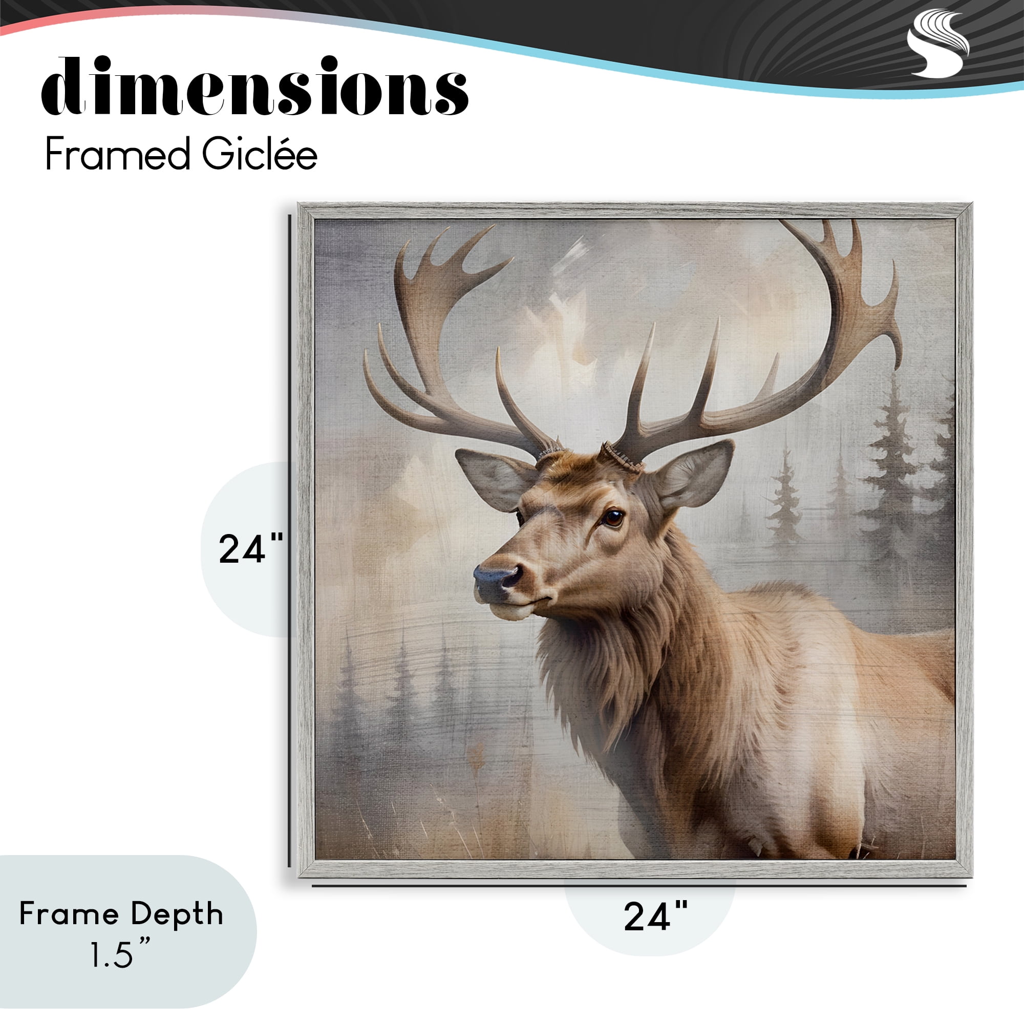 Stupell Industries Graceful Forest Stag Gray Framed Giclee Art, design by Susan Arnot