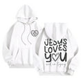 thumbnail image 3 of Hoodies for Women Jesus Loves You Print Hooded Sweatshirts Letter Print Christian Sweatshirt Oversized Pullover Sweatshirt Fall Jacket Women Trendy Womens Clothes, 3 of 5