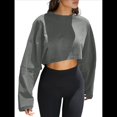 thumbnail image 3 of Sudaderas de Larga con Globo para Mujer, Sudaderas , Cuello Redondo Extragrande Gris L, 3 of 7