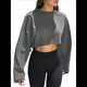 thumbnail image 3 of Sudaderas de Larga con Globo para Mujer, Sudaderas , Cuello Redondo Extragrande Gris L, 3 of 7