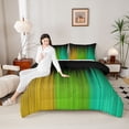 thumbnail image 4 of jejeloiu Modern Geometric Striped Queen Comforter Set,Orange Green Cyan Bedding Comforter Set For Girls Kids Reversible 3pcs, 4 of 8
