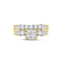 thumbnail image 2 of 10kt Yellow Gold Princess Diamond Cluster Bridal Wedding Ring Band Set 7/8 Cttw, 2 of 4