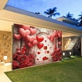 thumbnail image 3 of 8X6 ft Valentine's Day Photo Garage Door Cover Decoration Background Rose Wall Wedding Bridal Shower Decoration Backdrop Brick Wall Red Rose Love Heart Party Party Photo Props Banner Cover, 3 of 5