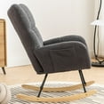 thumbnail image 2 of Nursery Rocking Chair with Side Pocket, Teddy Upholstered Glider Rocker with Ergonomic Curved High Back, Metal Frame and Wood Base, Comfy Armchair for Living Room, Bedroom and Balcony, Grey, 2 of 9