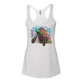 thumbnail image 2 of Wild Bobby Rainbow Painted Manatee Dean Russo Design Animal Lover Women Tri-Blend Racerback Tank Top, Heather White, Medium, 2 of 6