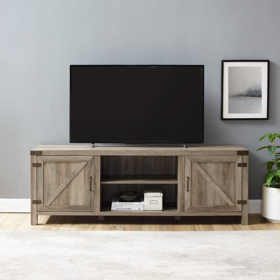 Woven Paths Farmhouse Barn Door TV Stand for TVs up to 80", Multiple Finishes