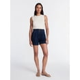 thumbnail image 3 of Time and Tru Women's High Rise Pleated Denim Shorts, 4.5" Inseam, Sizes 0-20, 3 of 6