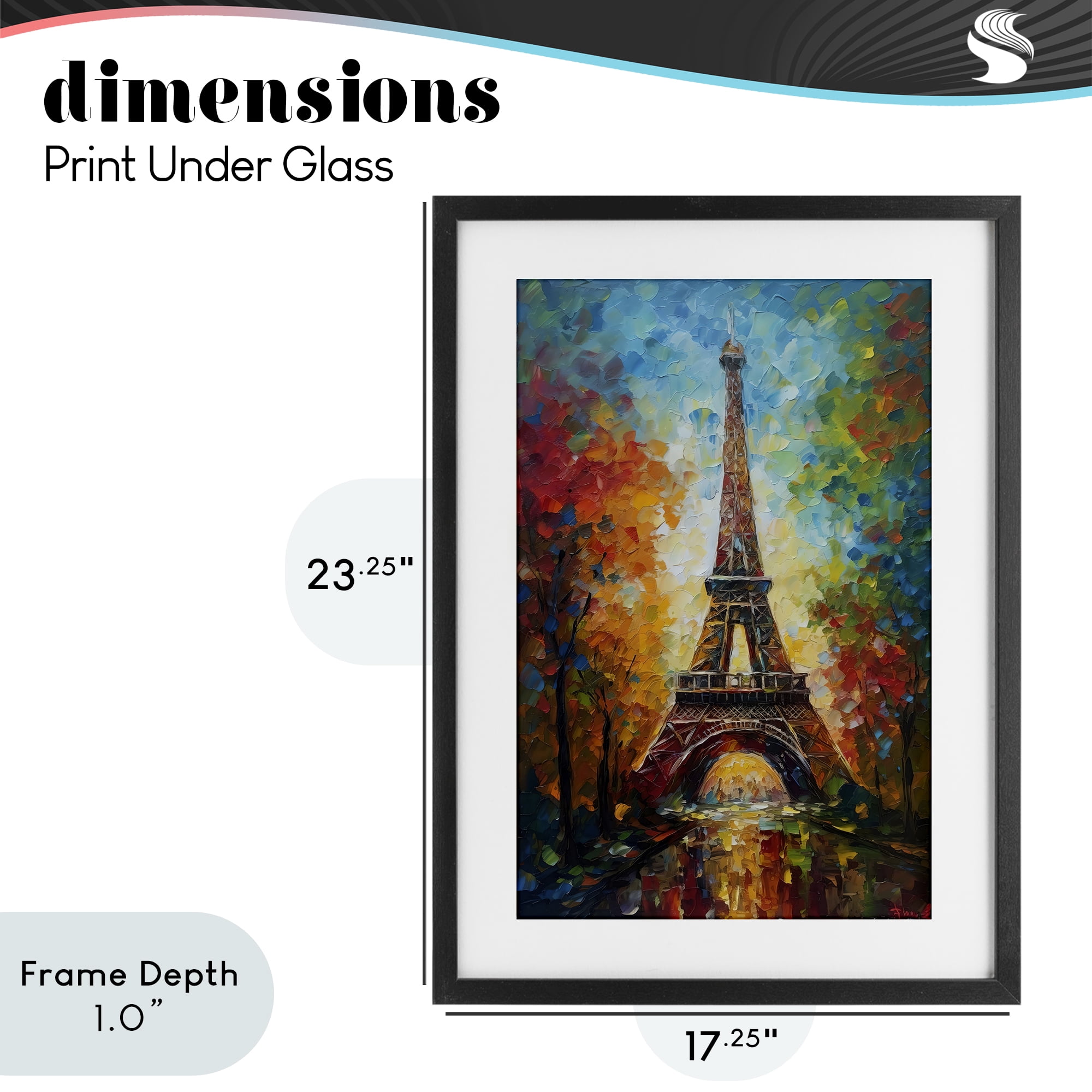 Stupell Industries Colorful Reflection at Eiffel Tower Black Framed Print Under Glass, design by Creative Studio