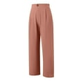 thumbnail image 5 of vigerkar Wide Leg Pants for Women Cotton Linen Business Casual Long Trousers Palazzo Pants with Pockets Pink, L, 5 of 7