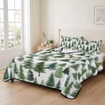 thumbnail image 2 of Quilts King Size Bedding Set, Green Christmas Tree Lightweight Quilted Comforter, Winter Xmas Pine Tree Rustic Forest Soft Reversible Bedspread Coverlet with Pillow Covers for All Season, 96" x 106", 2 of 9