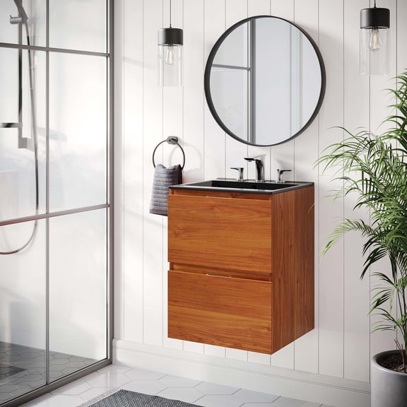 Modway Scenic 18" Wall-Mount Bathroom Vanity in Cherry Black