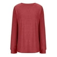 thumbnail image 4 of Fanxing Women's Long Sleeve Shirts with Thumb Hole Casual Crewneck Pullover Lightweight Tees Shirt 2025 Fall Tops Red,XL, 4 of 8
