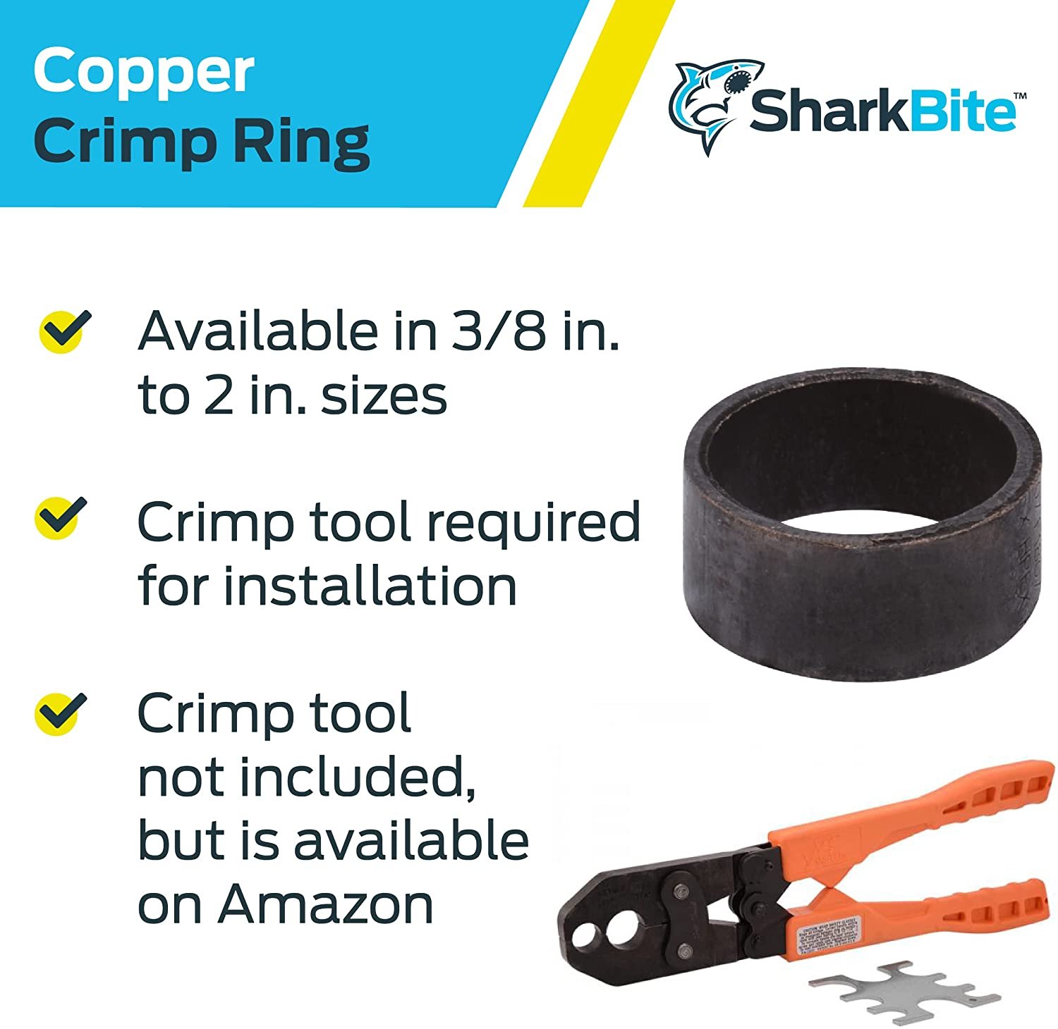 SharkBite 1/2-Inch PEX Crimp Rings, 25-Pack (23102CP25) – Copper Plumbing Fittings