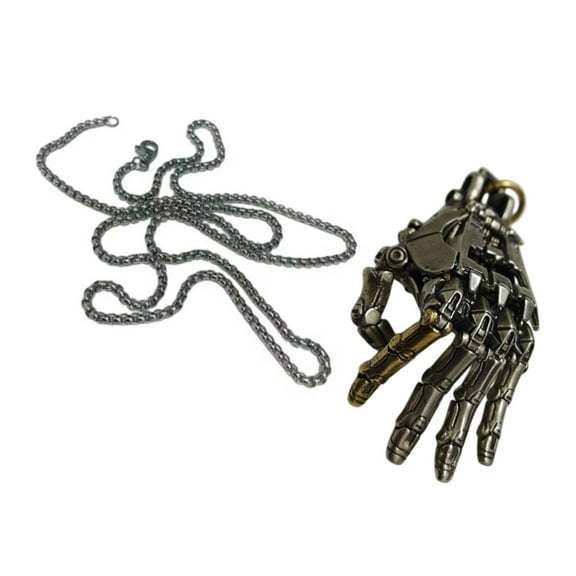 COOLHOOD Handmade Mechanical Hand Necklace Copper Pendant Movable Finger Joints Robot Hand Charm Jewelry For Men And Women