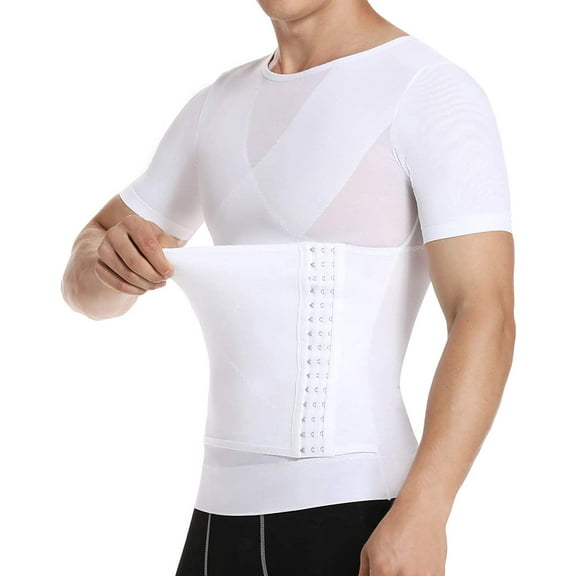VASLANDA Men Body Shaper Slimming Vest Tight Tank Top Compression Shirt Tummy Control Underwear Moobs Binder