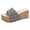 Silver, variant on Women's Platform Cork Sandals Leopard Print Band Low Wedge Slides Open Toe Retro Studded Casual Chunky Mules Silver Size 9