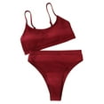 thumbnail image 2 of Two Piece Swimsuit for Women Solid Splicing Strap Womens Swimsuits Bathing Two-Piece Swimsuit, 2 of 5