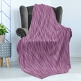 thumbnail image 4 of Geometric Soft Flannel Fleece Throw Blanket, Modern Illustration of Abstract Wave Lines in Spring Tones, Cozy Plush for Indoor and Outdoor Use, 60" x 80", Pale Purple and Dark Fuchsia, by Ambesonne, 4 of 5