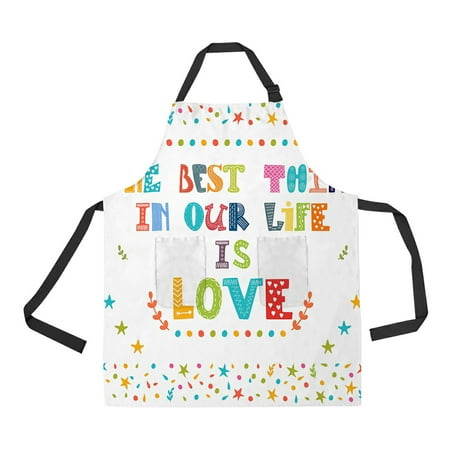 

ABPHQTO The Best Thing In Our Life Is Love Quote Apron Home Kitchen Apron with Pockets