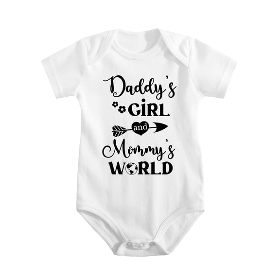Daddy's Girl Mommy's World Baby Bodysuit Funny Cute Adorable Romper Newborn Outfit Unisex White-style-1 6-9M