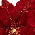 thumbnail image 4 of Northlight 20" Lighted Red Velvet Poinsettia Christmas Stem Spray, 4 of 5