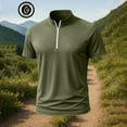 thumbnail image 5 of Zedker Men's Running Shirt Long Sleeve Quarter Zip Pullover Outdoor Hiking Tee Moisture Wicking Quick Dry Athletic Casual Workout Shirts Army Green XXL, 5 of 5
