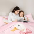 thumbnail image 4 of Erosebridal Pink Bowknot Cute Bows Queen Comforter Set,Kawaii Duck Bedding Comforter Set For Girls Kids, Reversible 3 Pieces, 4 of 7