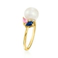 thumbnail image 6 of Ross-Simons 8-8.5mm Cultured Pearl and .40 ct. t.w. Multicolored Sapphires With Diamonds in 18kt Gold Over Sterling, Women's, Adult, 6 of 6