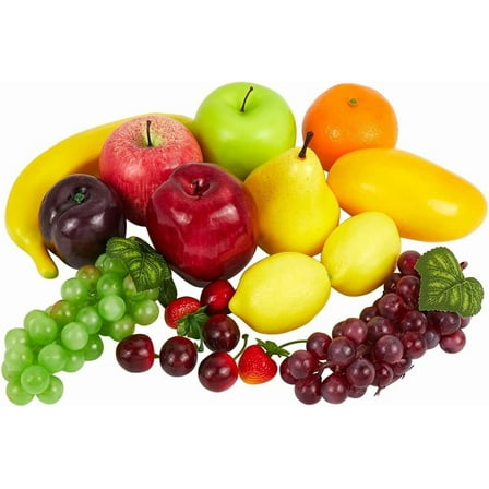 19Pcs Fake Fruits Realistic Artificial Frutis 13 Styles Foam Imitation Fruit Pretending Prop Decorations Faux Assorted Fruit Lifelike Simulation for Kitchen Table Counter Festival Ornament