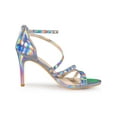 thumbnail image 3 of BLISSFUL STEP Women's Open Toe Strappy Ankle Strap Back Zip Stiletto Heel Sandals Silver 7, 3 of 8