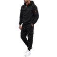 thumbnail image 7 of Men's Quarter Zip Cargo Tracksuit Two Piece Outfit Multi Pockets Hoodie and Jogger Pants Drawstring Casual Athletic Set L, 7 of 7