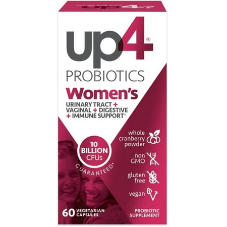 UP4 Women's Probiotic with Organic Cranberry Dietary Supplement Capsules, 60 ea (Pack of 2)