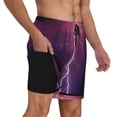 thumbnail image 2 of Balery Thunderstorm Violet Purple Bañador para hombre, shorts de playa de secado rápido con entrepierna y forro de compresión-X-Large, 2 of 6