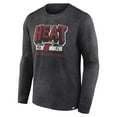 thumbnail image 2 of Men's Fanatics Heather Charcoal Miami Heat Front Court Press Snow Wash Long Sleeve T-Shirt, 2 of 3