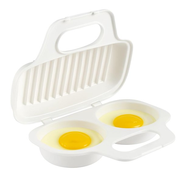 Escalfador de huevos para microondas Dependable de 2 cavidades, libre de BPA