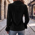 thumbnail image 4 of Klisyaur Womens Button Down Jackets Velvet Collared Long Sleeve Slim Cardigans Casual Trendy Comfy Fall Winter Tops, 4 of 7