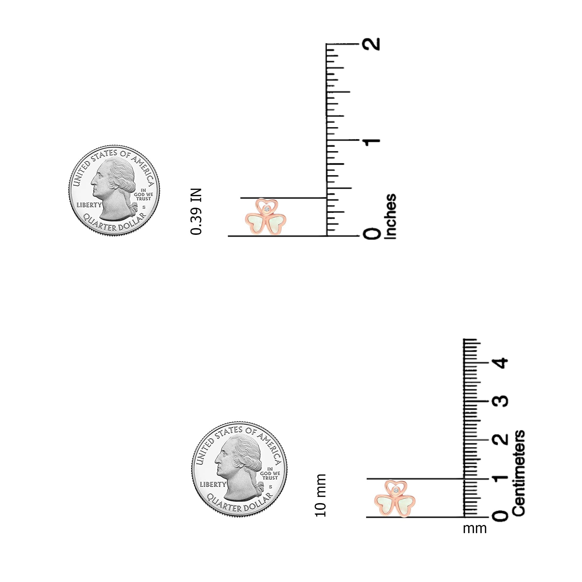 LeCalla 925 Sterling Silver Rose Gold-Plated Mother of Pearl Happy Hearts Wings Stud Earrings for Women and Teen 10MM