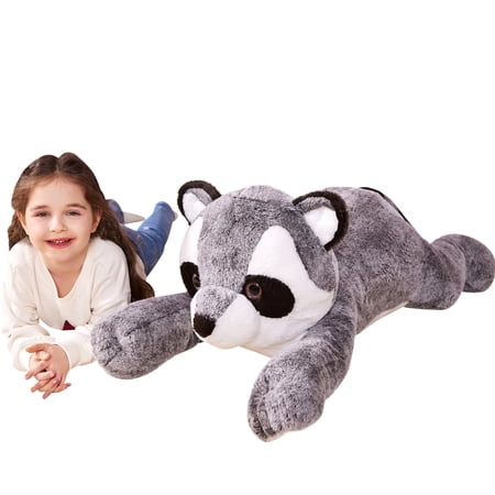 IKASA Giant Raccoon Stuffed Animal Plush Toy Large Jumbo Racoon 30 Gray Huge Cute Soft Toys Big Size Plushy Fluffy Fat Oversized Plushie Gifts for Kids Girls Boys Girlfriend Children